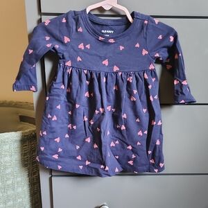 Old Navy Dark Blue Dress with Pink Hearts